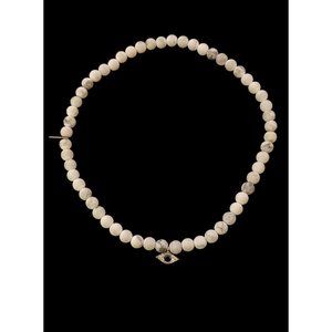 Electric Picks Natural Stone Bead Evil Eye Stretch Choker Necklace 14"